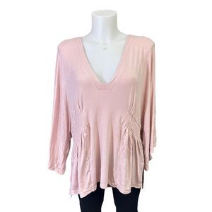 Free People Dusk Meets Dawn Pink Dolman Butterfly sleeve Blouse size large